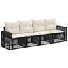vidaXL Ensemble de canap&eacute; de jardin 4 pc Noir et blanc cr&egrave;me polyrotin