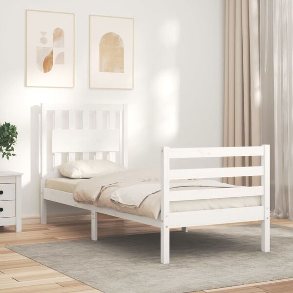 vidaXL Cadre de lit sans matelas blanc bois massif