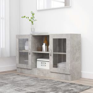 vidaXL Armoire &agrave; vitrine Gris b&eacute;ton 120x30,5x70 cm Bois d&rsquo;ing&eacute;nierie