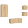 vidaXL Unit&eacute;s murales TV avec LED 5 pcs ch&ecirc;ne sonoma bois d'ing&eacute;nierie