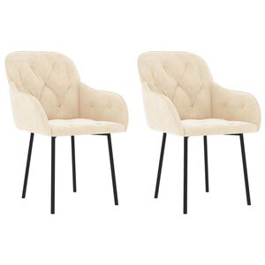 vidaXL Chaises &agrave; manger lot de 2 Cr&egrave;me Velours