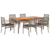 vidaXL Ensemble &agrave; manger de jardin et coussins 7 pcs gris rotin