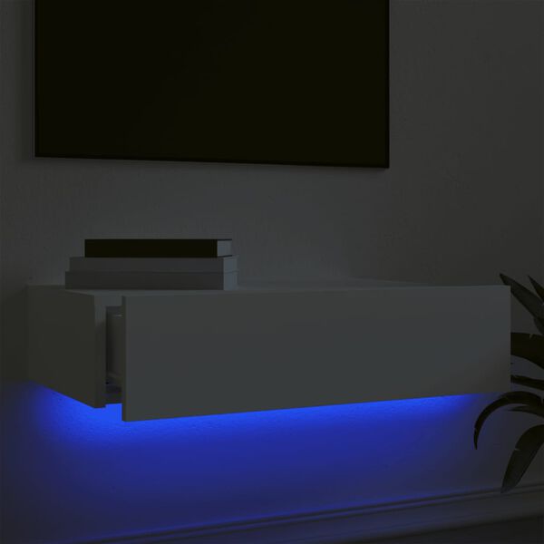 vidaXL Meuble TV avec &eacute;clairage LED blanc 60x35x15,5 cm