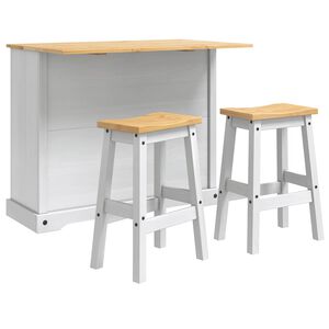 vidaXL Ensemble Cuisine &Icirc;lot 3 pc Blanc et Cire de Miel Pin massif