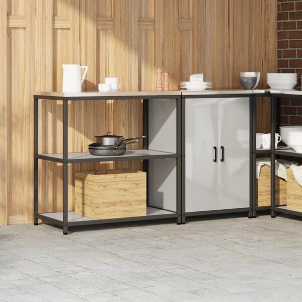 vidaXL Ensemble de rangement cuisine 2 pcs Argent&eacute; Acier galvanis&eacute;