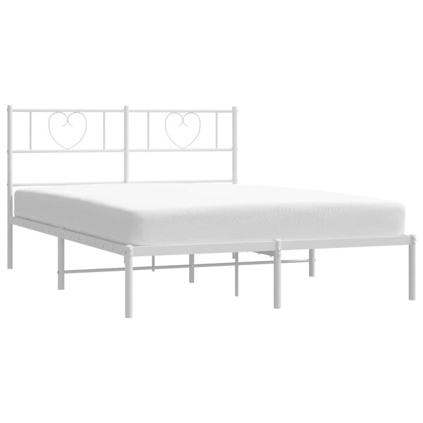 vidaXL Cadre de lit m&eacute;tal sans matelas et t&ecirc;te de lit blanc 120x190 cm