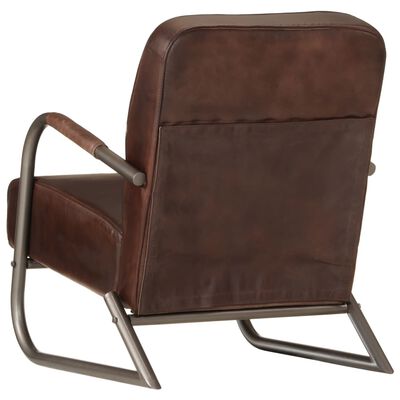 vidaXL Fauteuil marron cuir véritable