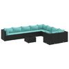 vidaXL Salon de jardin 10 pcs avec coussins noir r&eacute;sine tress&eacute;e