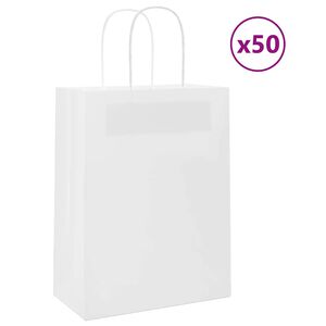 vidaXL Sacs en papier 50 pcs avec poign&eacute;es blanc 21x11x28 cm