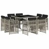 vidaXL Ensemble &agrave; manger de jardin et coussins 9 pcs gris clair rotin