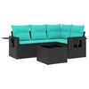 vidaXL Ensemble de canap&eacute; de jardin 5 pcs avec coussins noir r&eacute;sine tress&eacute;e
