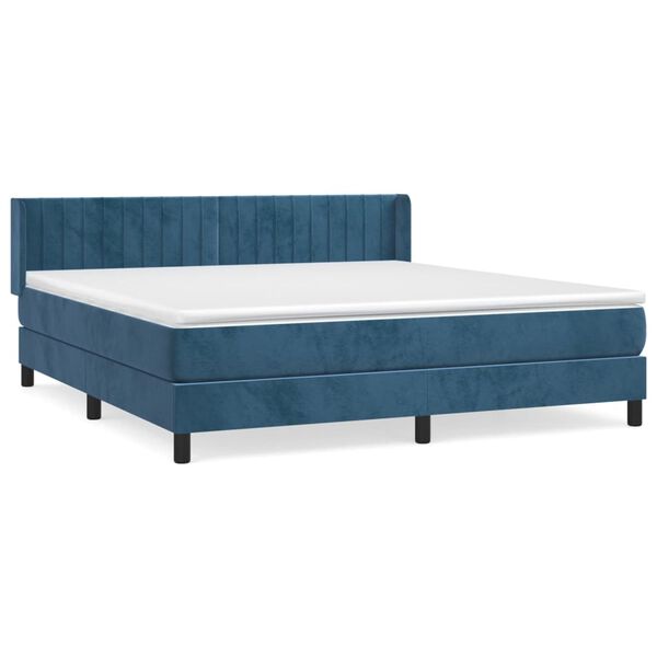 vidaXL Sommier &agrave; lattes de lit et matelas Bleu fonc&eacute; 160x200cm Velours