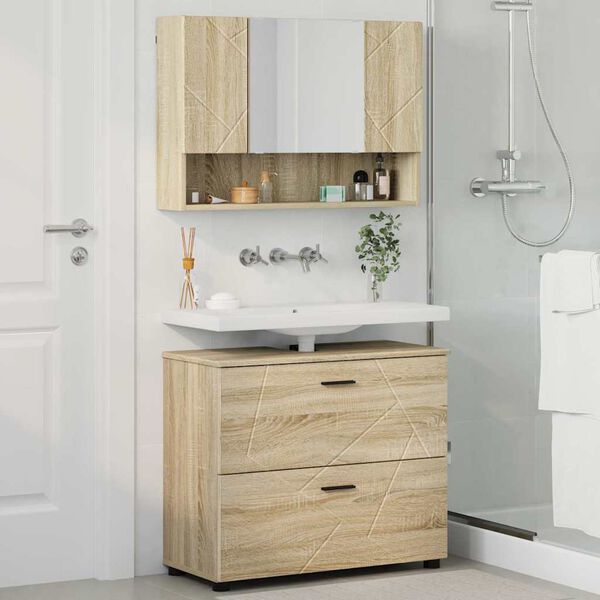 vidaXL Ensemble de mobilier de salle de bain 2 pcs Ch&ecirc;ne Sonoma