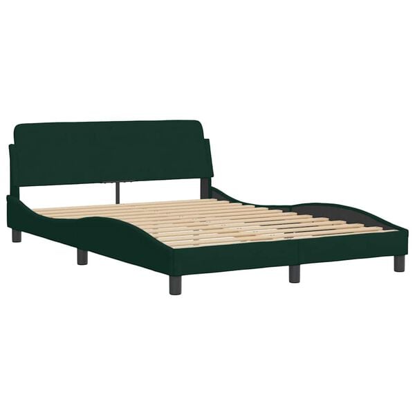 vidaXL Lit avec matelas Dover vert fonc&eacute; 140x190 cm velours