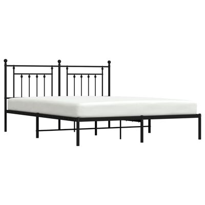 vidaXL Cadre de lit métal sans matelas avec tête de lit noir 183x213cm