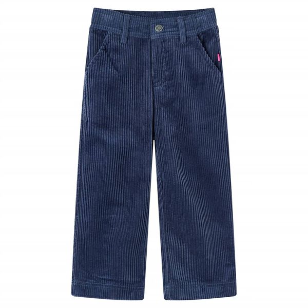 Pantalons pour enfants velours côtelé bleu marine 116