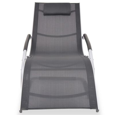 vidaXL Chaise longue avec oreiller Aluminium et textilène Noir