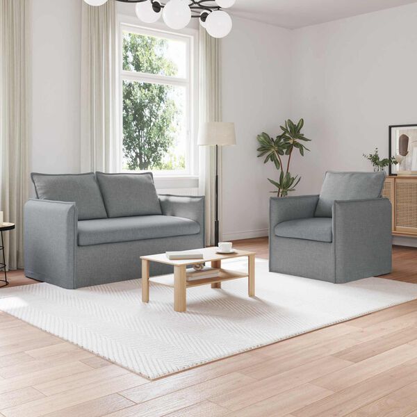 vidaXL Canap&eacute; 2 pcs Gris clair 136 x 82 x 85 cm tissu