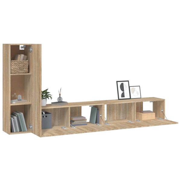 vidaXL Ensemble de meubles TV 3 pcs Ch&ecirc;ne sonoma Bois d'ing&eacute;nierie