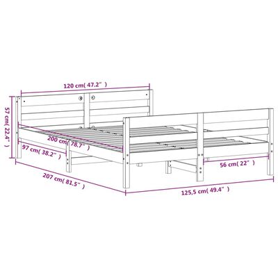 vidaXL Cadre de lit sans matelas cire marron 120x200cm bois pin massif