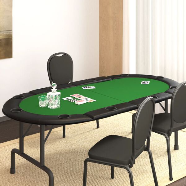 vidaXL Dessus de table de poker pliable 10 joueurs Vert 208x106x3 cm