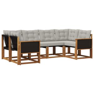 vidaXL Ensemble de canap&eacute;s d'ext&eacute;rieur 6 pcs Naturel et Gris clair