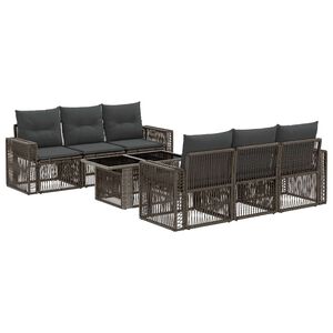 vidaXL Ensemble de canap&eacute; de jardin 7 pc Gris et Gris fonc&eacute; polyrotin
