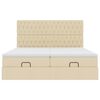 VidaXL Cadre de lit ottoman avec matelas cr&egrave;me 160x200 cm tissu