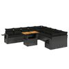 vidaXL Salon de jardin 11 pcs avec coussins noir r&eacute;sine tress&eacute;e