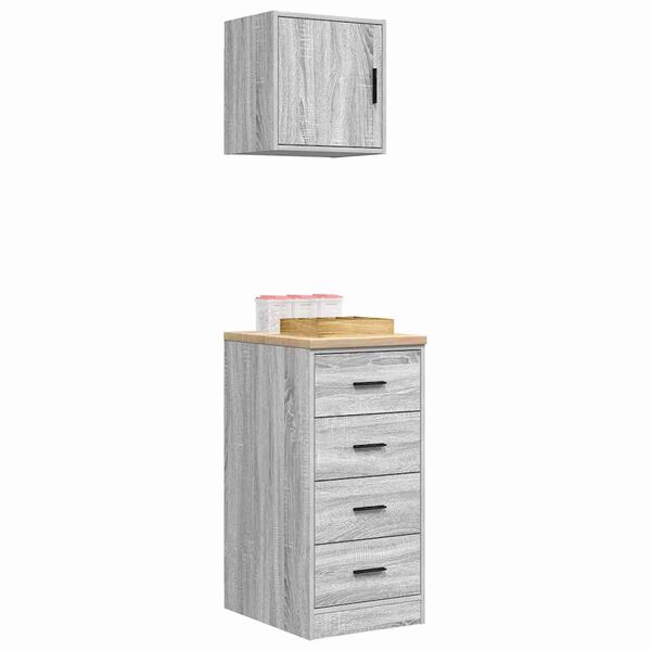 vidaXL Armoires de garage 2 pcs sonoma gris bois d'ing&eacute;nierie