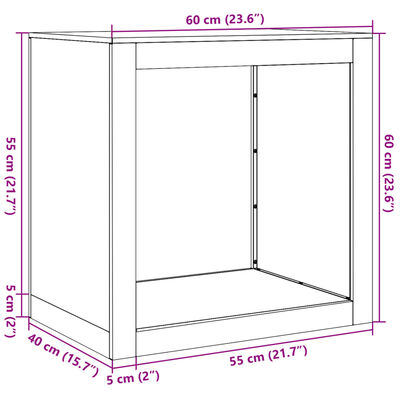 vidaXL Portant de bois de chauffage blanc 60x40x60 cm acier