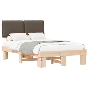 vidaXL Cadre de lit avec t&ecirc;te de lit rembourr&eacute;e Taupe 120 x 200 cm