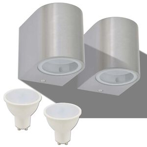 vidaXL Applique murale LED d'ext&eacute;rieur 2 pi&egrave;ces Ronde vers le bas