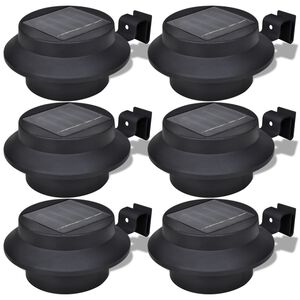 vidaXL Lampes solaires 6 pcs pour cl&ocirc;ture goutti&egrave;re Noir