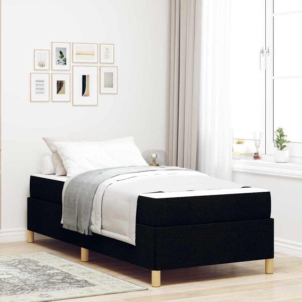 vidaXL Cadre de lit avec matelas Noir 100 x 200 cm tissu