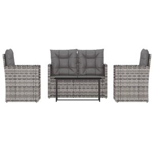 vidaXL Mobilier d'ext&eacute;rieur 4 pcs avec coussins R&eacute;sine tress&eacute;e Gris