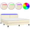 vidaXL Sommier &agrave; lattes de lit avec matelas et LED Cr&egrave;me 160x200 cm