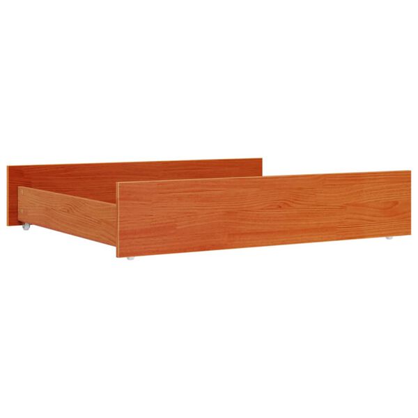 vidaXL Tiroirs de lit 2 pcs cire marron bois de pin massif