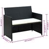 vidaXL Salon de jardin 4 pcs avec coussins R&eacute;sine tress&eacute;e Noir