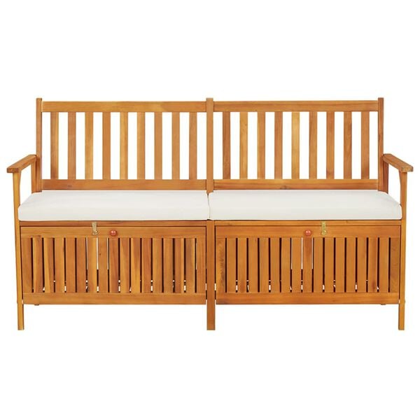 vidaXL Banc de rangement avec coussin 170 cm Bois d'acacia solide
