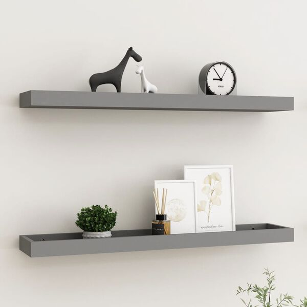 vidaXL &Eacute;tag&egrave;res murales Loggia 2 pcs Gris 80x15x4 cm MDF