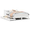 vidaXL Cadre de lit avec tiroirs blanc 140x190 cm bois de pin massif