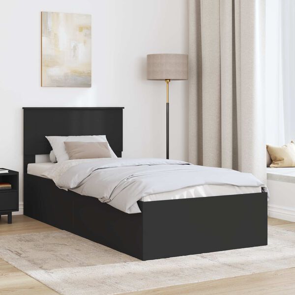 vidaXL Cadre de lit Noir 100 x 200 cm Bois d'ing&eacute;nierie