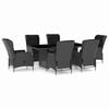 vidaXL Ensemble &agrave; manger d'ext&eacute;rieur 7pcs et coussins rotin gris fonc&eacute;
