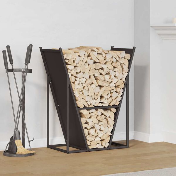 vidaXL Portant de bois chauffage noir 69,5x35x81 cm