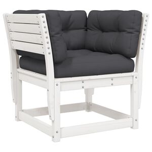 vidaXL Canap&eacute; de jardin accoudoir avec coussins blanc bois massif pin
