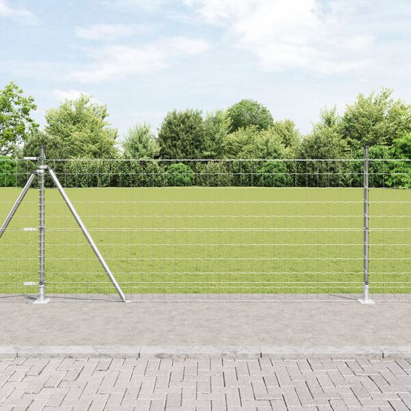vidaXL Cl&ocirc;ture avec poteau Argent&eacute; 1 x 10 m Acier