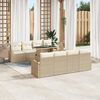 vidaXL Ensemble de canapé de jardin 9 pcs Beige Poly Rattan