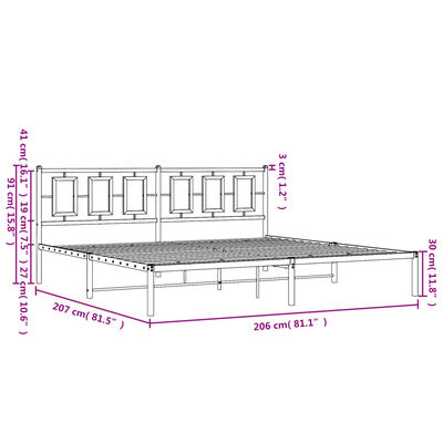 vidaXL Cadre de lit métal sans matelas et tête de lit blanc 200x200 cm