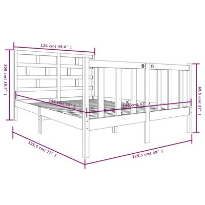 vidaXL Cadre de lit bois de pin massif 120x190 cm petit double